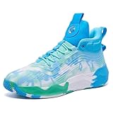 Bacury Women Men Basketball Shoes Fashion Running Sneakers Colorful Painting Sport Shoes, Blue, 9 Women/8 Men