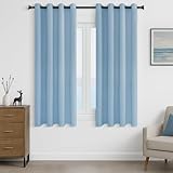 MRTREES Blue Curtains For Bedroom 66 Drop 2 Panels Eyelet Thermal Curtain for Living Room Soft Texture Window Treatments for Kids 46x66 Inch 117x167 CM
