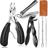 Nail Clippers for Men Thick Nails - 16mm Sharp Wide Jaw Opening Toenail Clippers for Seniors Thick Nails Cutter, Black Extra Large Heavy Duty Toe Nail Clippers