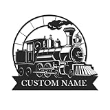 Personalized Train Metal Sign, Custom Name Railroad Wall Art, Vintage Train Decor, Kids Room Decor, Train Lover Gift, Father's Day Present, Railway Enthusiast Plaque (Style-8)