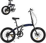 TRIOBLADE 20 Inch Folding Bike for Adult 7-Speed Shimano Drivetrain Folding Bicycle Lightweight Aluminium Frame Disc Brake Foldable Bikes for Women Men (Black&Blue)