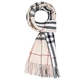 Chalier Fashion Scarf Men Winter Super Soft Warm Tartan Scarf Double Sided Plaid Tassel Scarf Classic Stylish for Men and Women Casual Business