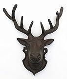 Spring life CAST IRON RUSTIC WALL MOUNTED METAL REINDEER DEER STAG HEAD WITH ANTLERS in 2 colours (Brown)