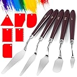 Siumir Palette Knife 11 Pcs Set, 5 Painting Knives+ 6 Scrapers, Pallet Knife, Wooden Handle Paint Spatula for Oil/Acrylic/Canvas Painting Art Color Mixing