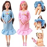 HDBHSBE 2Pcs Pregnant Doll 11.5" Safe ABS Pregnant Mother Toy with Baby Doll Fashion Creative with Movable Joint for Kids Gift
