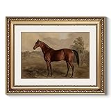 ARPEOTCY Vintage Gold Framed Horse Wall Art, Bedroom Bathroom Living Room Classic Horse Picture Wall Decor, Canvas Prints, Antique Picture Frame Rustic Paintings Home Farmhouse Decor, 11x14 Inch