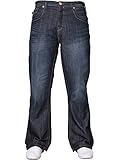 APT Mens Basic Blue Bootcut Wide Leg Flared Work Casual Jeans Big Sizes Dark Wash 34 W X32