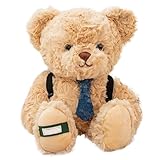 KUKUShining Teddy Bear Plush, Soft Stuffed Animals Teddy Plushie Toy with Backpack Cuddly Bear Doll Gifts for Home Party Decor(Yellow,28cm/11in)