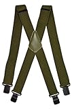 Olata Men’s Braces/Suspenders for Trousers with Extra Wide Straps, X-Shape Design and Black Clips - 4cm. Olive Green