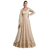 JIVRAJ FASHION Ready to Wear Indian Pakistani Salwar Kameez Dress Designer Long Anarkali Gown Suits (UK, Numeric, 34, Regular, Regular, Off White)