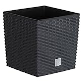 B2C Plant Flower Pot Square Rattan Planter Inner Pot 6 Sizes Garden Patio Home Large (Anthracite, 5L)