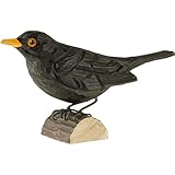 WILDLIFEGARDEN Wildlife Garden - DecoBird Blackbird (WG411) - Hand Carved Decorative Bird Figurine Made of Linden Wood - Medium-Sized European Birds Collection