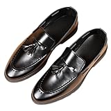 Hixingo Mens Dress Shoes Size 7-11 UK, Formal Shoes for Men Without Lace Classic Casual Slip On Loafers Comfort Breathable for Suit, Wedding, Business, Driving (8,X97 Black)