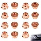 Pack of 15 exhaust nuts, M8 hexagonal, M8 x 1.25 CU SW13 copper nut, hexagonal copper, self-locking, manifold nuts, copper, exhaust stud, copper screw, exhaust manifold nut head bolt for BMW E30