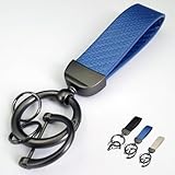 VYWPTOWSX Car Key Keyring, for Toyota Rav4 Corolla Chr Yaris Avensis Auris Camry 4runner Leather Keyring 360° Rotatable Car Key Fob Strap with Anti-lost D-Ring Car Keychain, B/blue