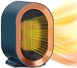 LYMYBETY Portable Electric Heaters, 1200W Ceramic Plug in Fan Heater, with 2 Heat Modes & Overheating & Tip-Over Protection, Energy Saving, Small Smart Space Heaters for Bedroom, Living Room (Blue)
