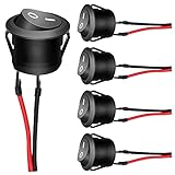 UMTMedia® 5Pcs 12V Round Rocker Switches 20mm AC 6A/250V 10A/125V SPST 2 Pin 2 Position On/Off Toggle Car Boat Caravan On/Off - With 100mm Pre-soldered Wires KCD1