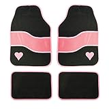 UKB4C 4 Set Anti Slip Black Pink Heart Velour Car Mat fits Vauxhall ASTRA CORSA AGILA MERIVA