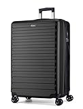 FLIEE Large Suitcase Hard Shell | Aluminum Telescopic Handle | TSA 3 Digit Combination Lock | 4 Dual Spinner Wheels | Lightweight Suitcase Large | Hold Check in Luggage (Black, Large 28'')