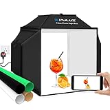 PULUZ Light Box & Softbox for Photography, 40cm/16 inch Photo Studio Shooting Tent Portable Soft Box Dimmable 24W 5500K 480pcs LED Lights with 4 Colors PVC Backdrops