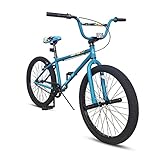 Hiland 24 Inch BMX Bike for Boys and Girls, Beginner-Level BMX to Advanced Riders with 2 Pegs, Adults Bicycles for Men and Women, Blue
