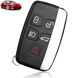 HARY Key Cover, 5 Button Car Key Fob Case for Range Rover Key Cover Sport, Evoque, Discovery 4, Freelander, Jaguar XE XJ XF, 2010-2015 Remote Key Shell Replacement, Jaguar Keyring
