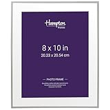 Hampton Frames | MAYFAIR Silver Plate Photo Picture Frame BSN13880 | 8x10in (20x25cm), Bevel Cut Mount, Glass Aperture | Freestanding or Wall Mount | Classic Silver Photo Display