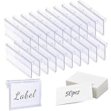 Meetory 50 PCS Clear Plastic Label Holders for Wire Shelf Retail Price Label Merchandise Sign Display Holder(6cm x 4cm)