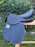 Premium Full Grain Black Leather Jumping English Saddle 16 and 17 Inch Comfortable Seat (16")