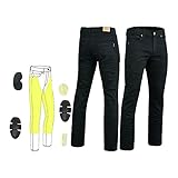 Mens Black Stretch Comfort Fit Kevlar Lined Motorcycle Jeans with Removable CE Armour