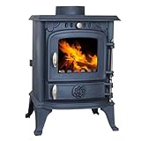 HEATSURE Woodburning Multifuel Stove Cast Iron Log Wood Burner Fireplace Heating Glass View Airwash System Heat Warm Indoor 4.5KW Defra Approved Eco Design