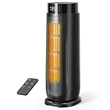 Aroeve Electric Heater, 2000W PTC Fan Heater for Home Space, Quiet Room & Portable, 90° Oscillation, 4 Modes, ECO Energy-Saving, 24H Timer, Remote Control, Overheating & Tip-Over Protection