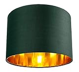 Happy Homewares Contemporary and Chic Forest Green Cotton 10" Table or Pendant Circular Drum Lamp Shade with Shiny Copper Inner - 60watt Maximum