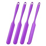 sourcing map 4Pcs Silicone Jar Spatula, Heat Resistant Jam Spreader Non-Stick Silicone Scraper Spatula with Long Handle for Jars, Bottles, Cooking Baking Mixing Tools (Dark Purple)
