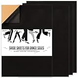 Caydo 4 Pieces Black Suede Sheets, Self Adhesive Suede Sticky Sheets Backing Non Slip Sole Protector for Dance Shoes, High Heeled Shoes(A4 Size)