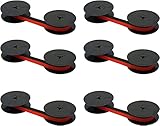 Printerfield Typewriter Ink Spool Ribbon GR1 - Red & Black (6 Pack) - Twin Spool Ribbon for Olympia Typewriter