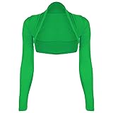 FASHION MY LOVE Womens Plain Long Sleeve Bolero Shrug Crop Top Ladies Cropped Cardigan Tops UK 8-26 Jade Green