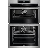 AEG 6000 SurroundCook Built-In Double Oven DCE731110M, 61L Capacity, 875x560x550 mm, Multilevel Cooking, Antifingerprint Coating, Catalytic Cleaning, LCD Display, Stainless Steel