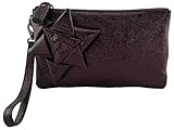 Anya Hindmarch Scrooge Zip Top Pouch Clutch Wristlet Bag Plum Purple Crinkle Leather