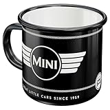 Nostalgic-Art Retro Enamel Mug 360ml Mini - Logo Black - Gift Idea for Mini Cooper Accessories Fans Camping Mug Vintage Design