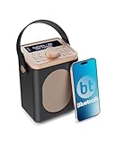 Portable DAB+ Radio with Bluetooth | 15 Hour Battery Playback and Mains Powered | Dual Alarm & Snooze Function| 20+ Presets, LED Display, FM, Headphone Jack | MAJORITY Little Shelford (Black)