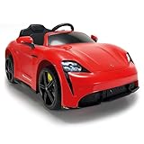 INJUSA - Porsche Taycan 12V Electric Car, for Children 2–4 Years, with Lights, Sounds, Reverse Gear, Opening Doors, Remote Control, Battery and Charger Included, 6 km/h, Red Colour