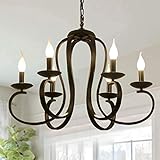 Ganeed Chandeliers French Country Vintage Metal Chandelier Lighting Candle Style Pendant Light High Adjustable Metal Chain for Farmhouse Dining Room Kitchen Island Foyer Black 6 Lights