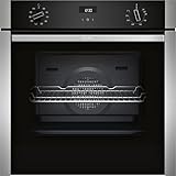 NEFF, N50, B3ACE4AN3B, 60cm Built-in Single Oven features Hide®, Eco Clean with Easy Clean, CircoTherm, Energy Efficiency Class A+ and LCD-Display in Stainless steel