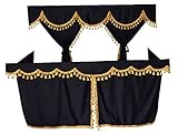 LANS TRUCK CURTAINS FULL SET BLACK WITH GOLD TASSELS