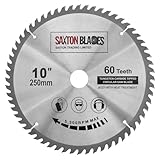 Saxton TCT Circular Wood Saw Blade 250mm x 30mm x 60T for Bosch, Makita etc fits 255mm saws