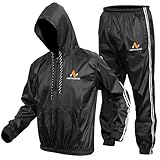 NORTH EDGE Heavy Duty Sweat Suit Sauna for Exercise Gym Sauna Suit Fitness workout Anti-Rip (Black Hooded, Medium)