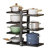 ZxrFxr 7 Tier Adjustable Pan Organiser for Cupboard: Pots and Pans Organiser Rack Height Adjustable Pan Stand Storage Multiple Use Modes Saucepan Stand for Kitchen Counter and Cabinet