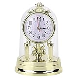 Nicoone Mantel Clock,Non-Ticking Desk Clocks,European Retro Style Living Room Clock,Battery Powered Silent Table Clock for Living Room Bedroom Office Home Indoor Decor,Gold