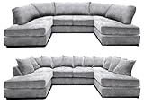 Generic U Shaped Sofa Chenille - Soft Memory Foam Filled Fixed on Non-Slip Back & Seating Cushions - Home Living Room Bedroom Office Sitting Couch